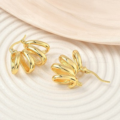 Спиральные латунные серьги-кольца EJEW-F389-04G-1