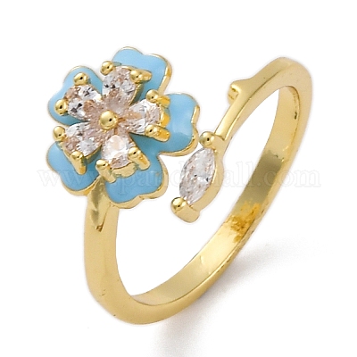 Латунные кольца-манжеты с микропаве и прозрачным цирконием для женщин RJEW-C118-09G-1