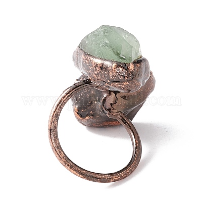 Открытое кольцо-манжета с натуральным флюоритом и аметистом неправильной формы RJEW-I082-08R-01-1