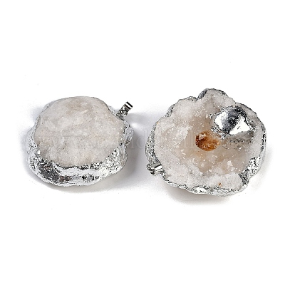 Подвески из натурального желтого кварца и друзового агата G-G162-02P-02-1