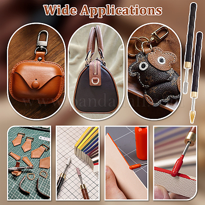 2 шт. 2 стиля масляная ручка из нержавеющей стали с кожаным краем TOOL-NB0002-29B-1