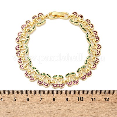 Браслеты из латуни с микропаве и фианитами для женщин BJEW-Z126-05G-02-1