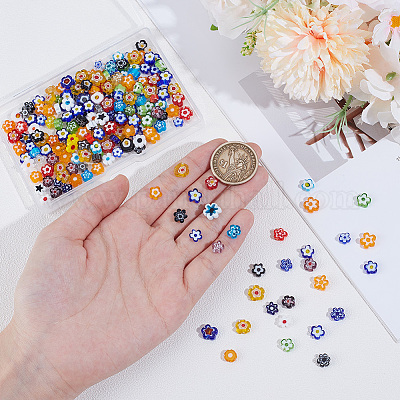 5 нити стеклянных бусин миллефиори ручной работы LAMP-DR0001-04B-1