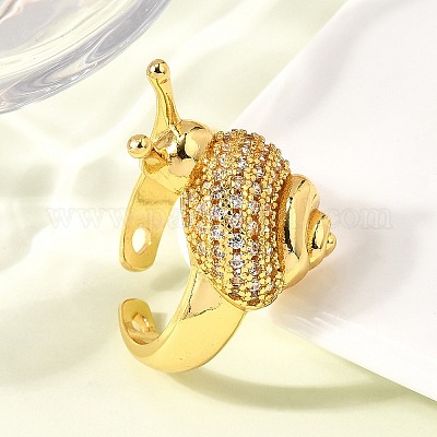 Открытые манжеты из латуни с микропаве и прозрачным цирконием для женщин RJEW-I111-03G-01-1