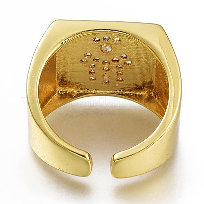 Латунные кольца из манжеты с прозрачным цирконием ZIRC-A017-22G-RS-1