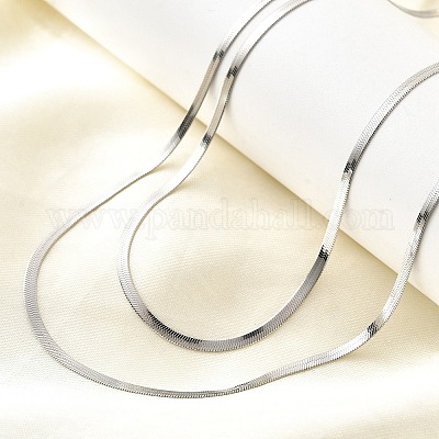 Ожерелья из двух цепочек с плоской цепочкой-змейкой из нержавеющей стали 304 NJEW-Q039-01P-1