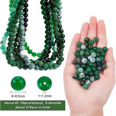 8 нитка 8 стиля матовые натуральные смешанные драгоценные камни круглые бусины нитки G-OC0002-06-1