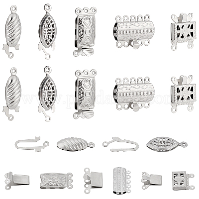 30 Pieces Filigree Box Necklace Clasps Stainless Steel Oval Fish Hook Clasp  Jewelry Slide Clasps Bracelet Connectors for DIY Jewelry Making Birthday