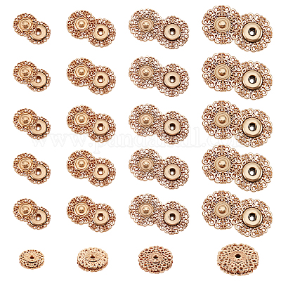 Niuhong 24 Boutons-Pression Métal Fleur 17mm - Boutons Alliage Couture Vêtements Et Accessoires (Rosier)