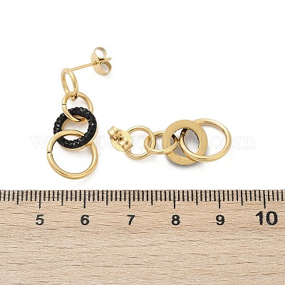 Серьги-гвоздики из полимерной глины и нержавеющей стали 304 с кольцами EJEW-V004-03G-02-1