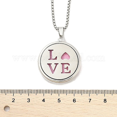 316 хирургическая нержавеющая сталь ароматерапевтический диффузор духи полые плоские круглые подвески коробка цепи ожерелья NJEW-R016-01P-03-1