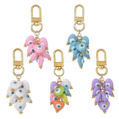 Подвеска из смолы в форме сердца со сглазом HJEW-JM01089-1