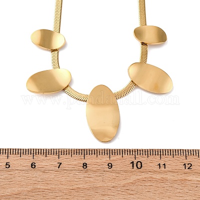 Овальные нагрудные ожерелья из нержавеющей стали 304 NJEW-R026-29G-1