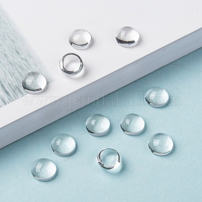 Прозрачный полукруглый стеклянные кабошоны GGLA-R027-8mm-1