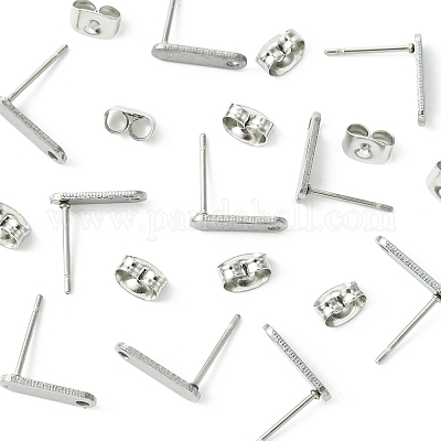 10 шт. фурнитура для сережек-гвоздиков из нержавеющей стали 201 с отверстием EJEW-FS0001-14D-1