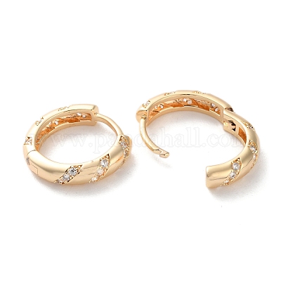 Латунные серьги-кольца из прозрачного кубического циркония EJEW-C121-01G-1
