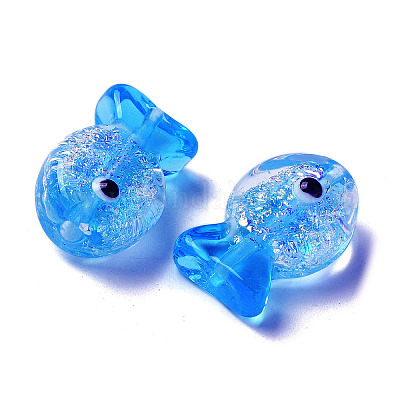 Бусины-рыбы из фольги ручной работы FOIL-Z001-01D-1