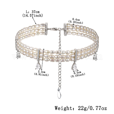 925 серебряное ожерелье с кисточкой из натурального пресноводного жемчуга с прозрачными кубическими цирконами SZ5473-1