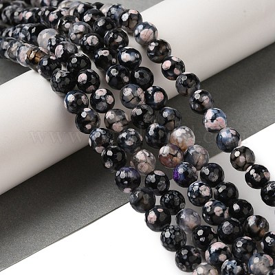 Нити окрашенных и нагретых натуральных агатовых бус с огненным кракелюром G-P539-C01-06-1