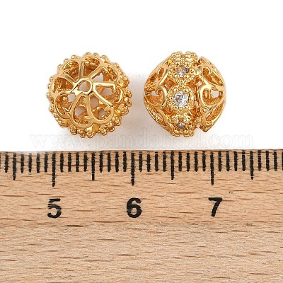 Латунные микро проложить кубического циркония бусы KK-F910-04G-1