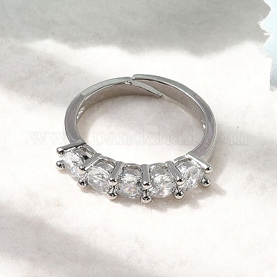 Латунные микро проложить пальцев кольца кубического циркония RJEW-P166-08A-P-1