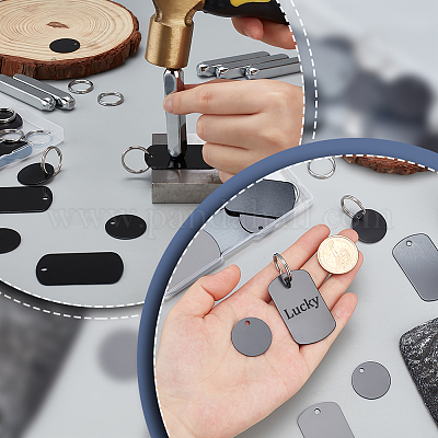 Ahadermaker bricolage estampage étiquette vierge breloque porte-clés kit de  fabrication en gros pour création de bijoux 