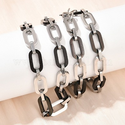 Женские ожерелья из овальной цепи из нержавеющей стали 201 NJEW-B143-04EBP-1