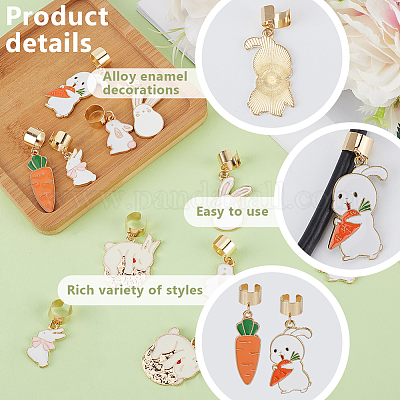 12 шт. 6 стиля кролик сплав эмалированный стетоскоп подвеска украшения HJEW-OC00053-1