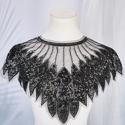 Отделка воротника из полиэстера с компьютерной вышивкой DIY-WH20002-206A-1