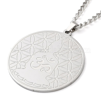 Не тускнеющие ожерелья из нержавеющей стали 304 с подвесками в виде панцирной цепи NJEW-H034-04P-1