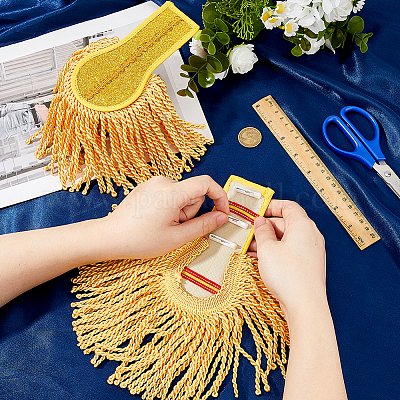 Съемные погоны с кисточками из ткани AJEW-WH0460-128-1