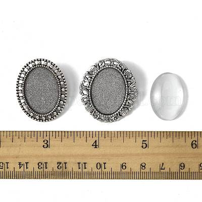 10 шт. 2 стиля винтажной броши из сплава с кабошоном и безелем FIND-FS0004-64-1