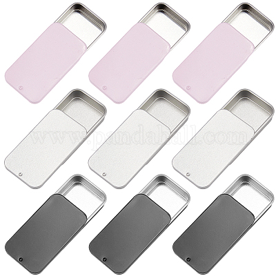 9 шт. 3-цветные жестяные коробки для хранения безделушек с раздвижной крышкой CON-CP0001-016C-1