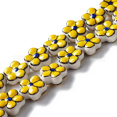 Ручной работы фарфора цветок бисер пряди PORC-F003-01C-1