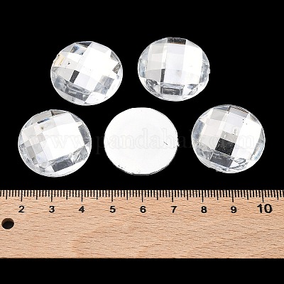 Cabochons en acrylique avec strass &nbsp;GACR-R002-25mm-08-1