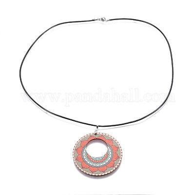 Деревянные подвесные ожерелья NJEW-JN02326-M-1