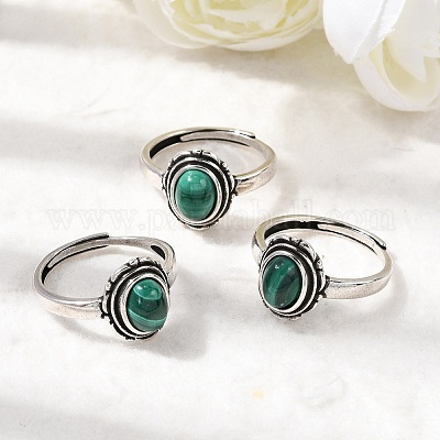 Натуральные малахитовые пальцевые кольца&nbsp;RJEW-A084-08AS-08-1