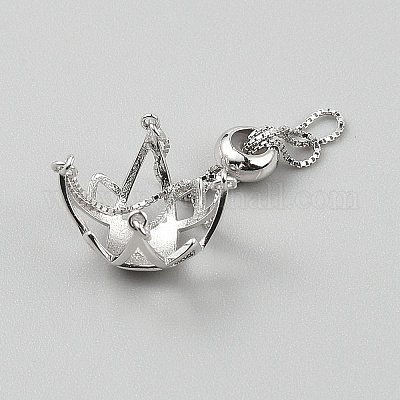 925 подвеска из стерлингового серебра с клеткой для бусин STER-WH0008-88P-1