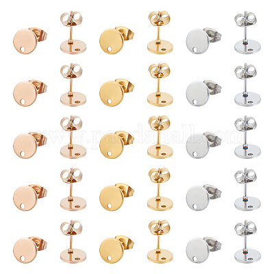 Фурнитура для сережек-гвоздиков из нержавеющей стали 304 с вакуумным покрытием pvd STAS-UN0011-73-1