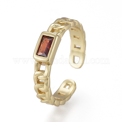 Латунные микро проложить манжеты кольца кубического циркония RJEW-K232-14G-02-1
