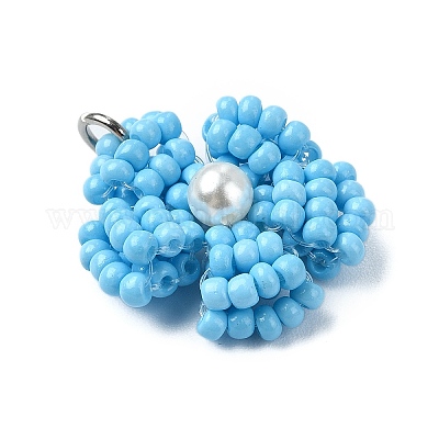 Подвески из стеклянных бусин в виде маргариток PALLOY-MZ00462-01-1