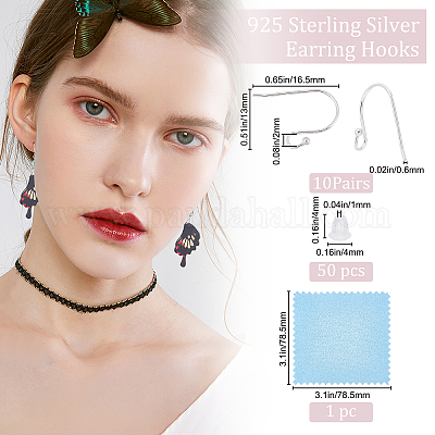 Wholesale Beebeecraft 10 Pairs/Box Ear Wires Ball End French Earring Hooks 925  Sterling Silver Dot Fish Ear Wires 16.5x12mm for Drop Dangle Earring  Findings DIY Jewelry Making 