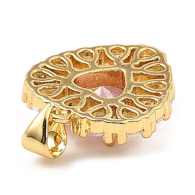 Подвески из настоящего 18-каратного золота с латунным покрытием из кубического циркония с микропаве ZIRC-L100-142G-02-1