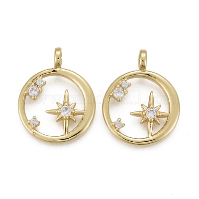 Латунные микропаве прозрачные подвески с фианитом KK-F821-18G-1