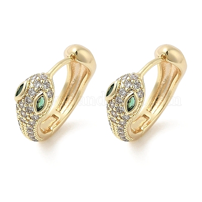 Серьги-кольца из латуни с прозрачным фианитом EJEW-Q014-28G-1