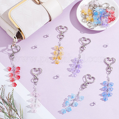 12шт 6 цвета ландыш стеклянный кулон украшение HJEW-NB00236-1
