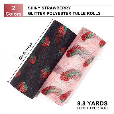 2 рулон 2-х цветного блестящего клубничного тюля с блестками из полиэстера в рулонах DIY-BC0002-80-1