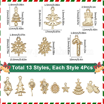 52 шт. 13 стиля подвески из цинкового сплава на рождественскую тематику FIND-SC0012-62-1