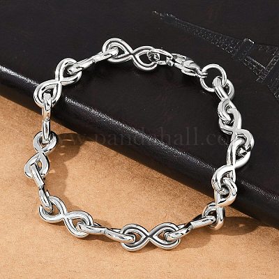 Браслеты из нержавеющей стали 304 с бесконечными звеньями для женщин и мужчин BJEW-F488-53D-P-1
