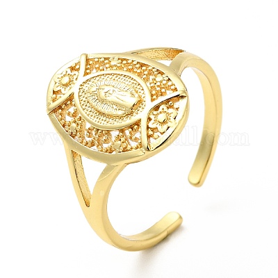 Овальная латунная манжета с Иисусом RJEW-A008-06G-1